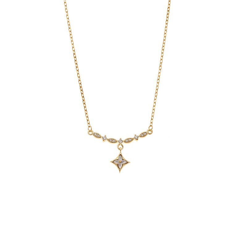 Κολιέ SENZA Λουλουδάκι Gold Plated Ασήμι 925 με Φίλντισι SSR4491GD