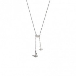 Κολιέ SENZA Πεταλούδα Rhodium Plated Ασήμι 925 με Φίλντισι SSR4492SR