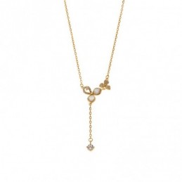 Κολιέ SENZA Flower Gold Plated Ασήμι 925 με Φίλντισι SSR4493GD