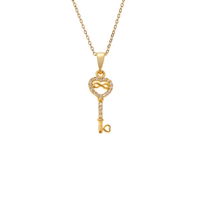 Κολιέ SENZA Κλειδί με Άπειρο Gold Plated Ασήμι 925 SSR4495GD