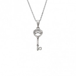 Κολιέ SENZA Κλειδί με Άπειρο Rhodium Plated Ασήμι 925 SSR4495SR