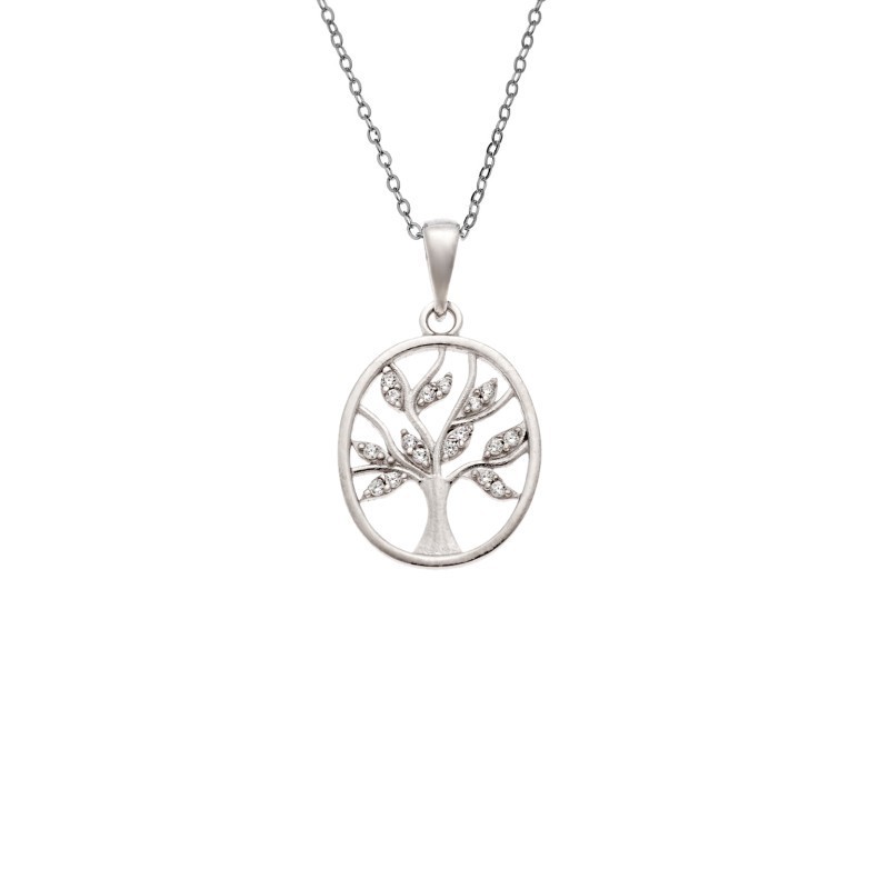 Κολιέ SENZA Δέντρο της Ζωής Rhodium Plated Ασήμι 925 SSR4499SR