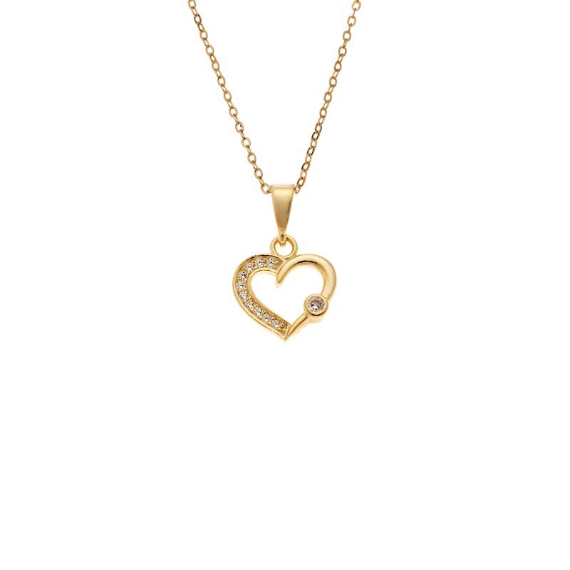 Κολιέ SENZA Καρδούλα Gold Plated Ασήμι 925 SSR4503GD