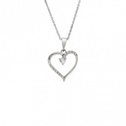 Κολιέ SENZA Καρδούλα Rhodium Plated Ασήμι 925 SSR4504SR