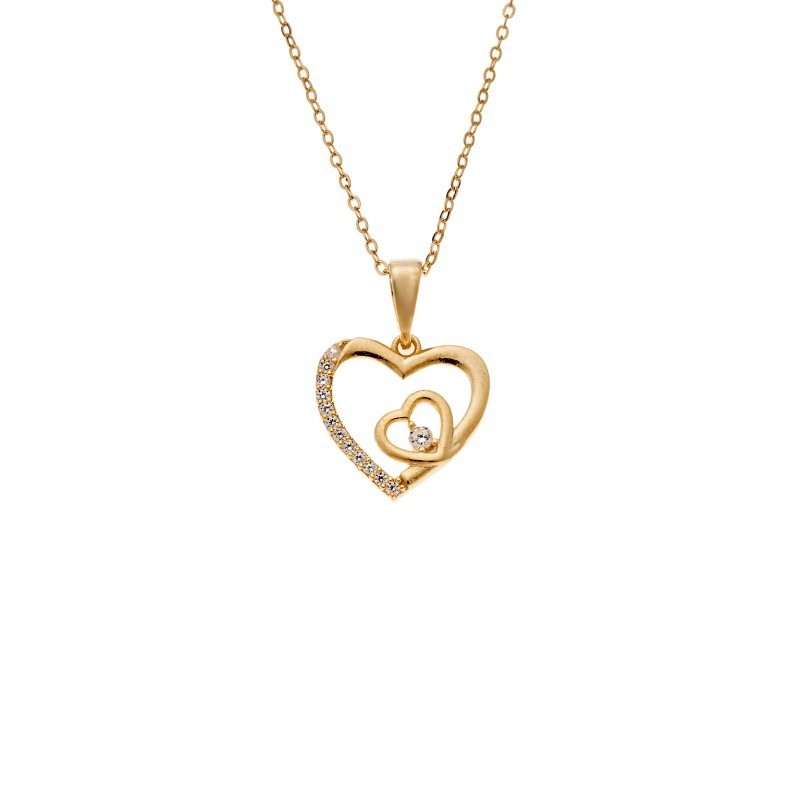 Κολιέ SENZA Καρδούλα Gold Plated Ασήμι 925 SSR4506GD