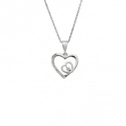 Κολιέ SENZA Καρδούλα Rhodium Plated Ασήμι 925 SSR4506SR