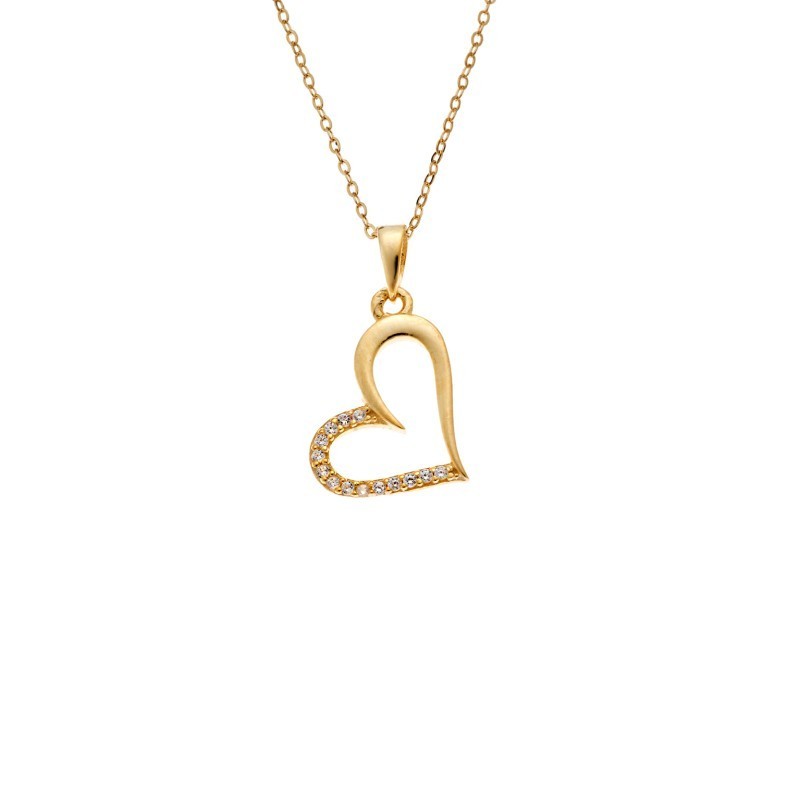 Κολιέ SENZA Καρδούλα Gold Plated Ασήμι 925 SSR4509GD