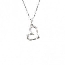 Κολιέ SENZA Καρδούλα Rhodium Plated Ασήμι 925 SSR4509SR