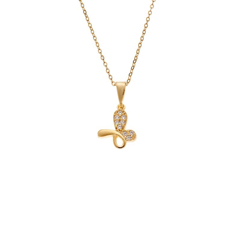 Κολιέ SENZA Πεταλούδα Gold Plated Ασήμι 925 SSR4510GD