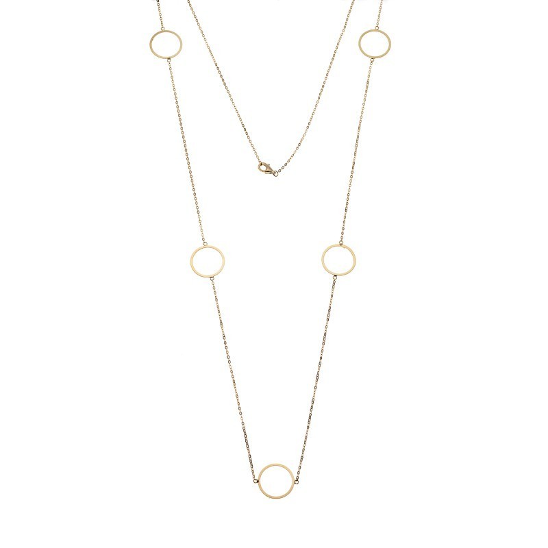 Κολιέ Μακρύ SENZA Επιχρυσωμένο Ασήμι 925 με Κύκλους SSR4513GD