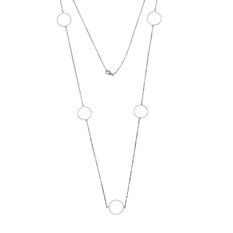 Κολιέ Μακρύ SENZA Ασήμι 925 με Κύκλους SSR4513SR