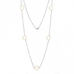 Κολιέ Μακρύ SENZA Επιχρυσωμένο Ασήμι 925 με Καρδιές SSR4514SG