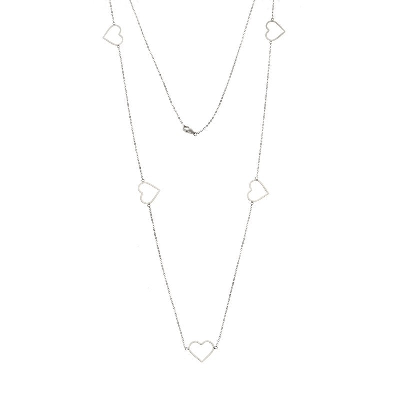 Κολιέ Μακρύ SENZA Ασήμι 925 με Καρδιές SSR4514SR