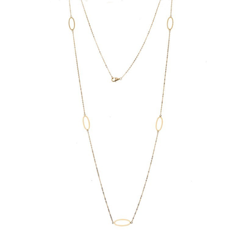 Κολιέ Μακρύ SENZA Επιχρυσωμένο Ασήμι 925 Οβάλ SSR4515GD