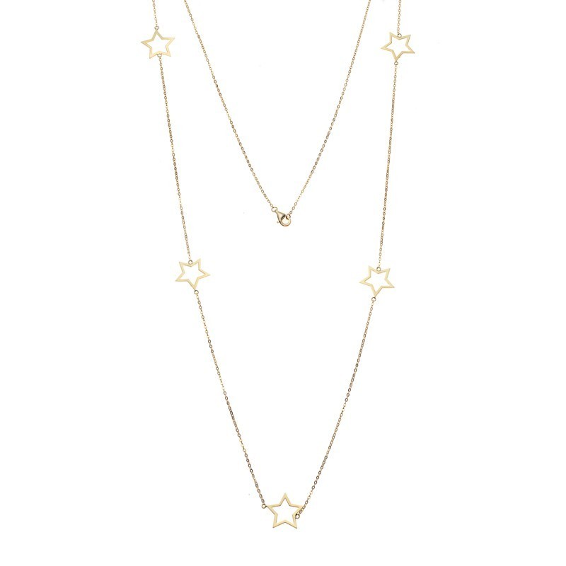 Κολιέ Μακρύ SENZA Επιχρυσωμένο Ασήμι 925 Αστέρι SSR4517GD