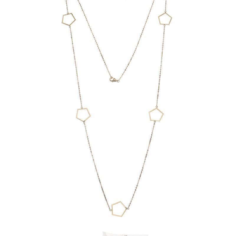 Κολιέ Μακρύ SENZA Επιχρυσωμένο Ασήμι 925 Πολύγωνο SSR4520GD