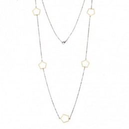 Κολιέ Μακρύ SENZA Επιχρυσωμένο Ασήμι 925 Πολύγωνο SSR4520SG