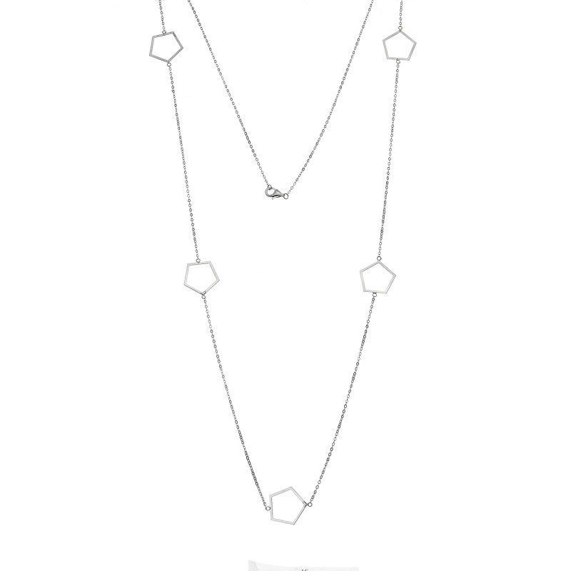 Κολιέ Μακρύ SENZA Ασήμι 925 Πολύγωνο SSR4520SR