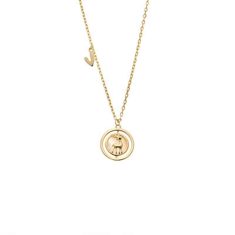 Κολιέ SENZA Ελάφι Rhodium Plated Ασήμι 925 με Φίλντισι SSR4687GD