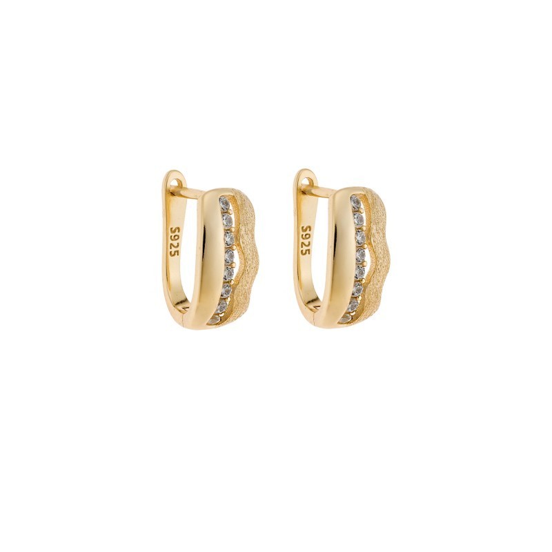 Σκουλαρίκια SENZA Κρίκοι Επίχρυσο Ασήμι 925