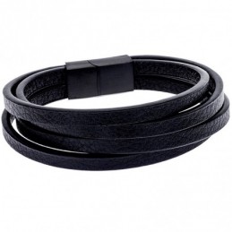 Βραχιόλι Senza Men`s Steel Leather Strap SSD2090BK