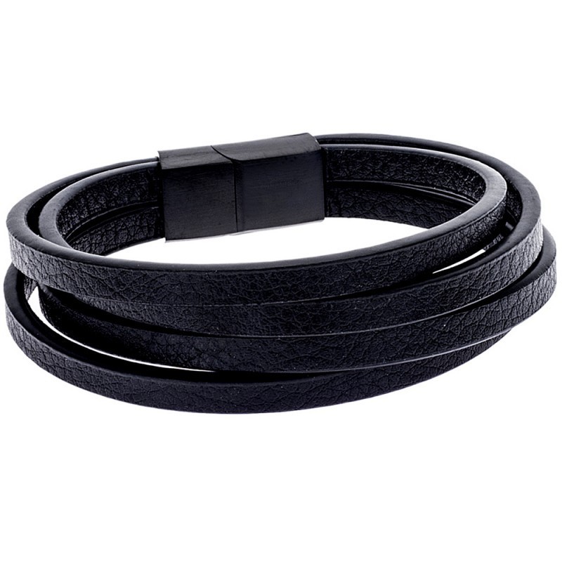 Βραχιόλι Senza Men`s Steel Leather Strap SSD2090BK