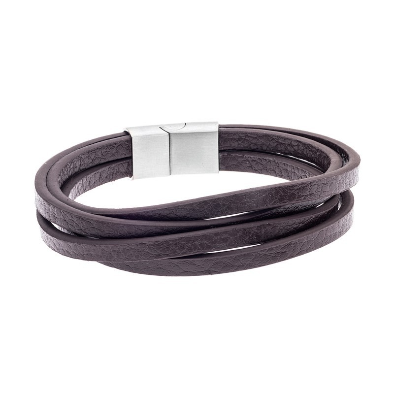 Βραχιόλι Senza Men`s Steel Leather Strap SSD2090SBN
