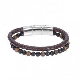 Βραχιόλι Senza Men`s Steel Brown Leather Strap SSD4249SBN