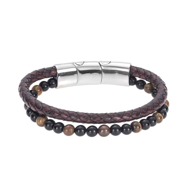 Βραχιόλι Senza Men`s Steel Brown Leather Strap SSD4249SBN