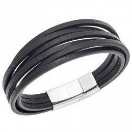 Βραχιόλι Senza Men`s Steel Black Leather Strap SSD4660BK