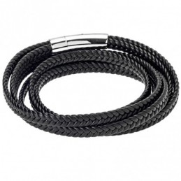 Βραχιόλι Senza Men`s Steel Black Leather Strap SSD4790SBK