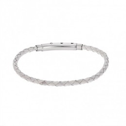 Βραχιόλι Senza Men`s Steel White Leather Strap SSD4988WH