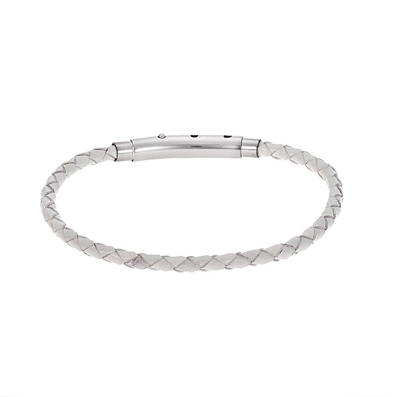 Βραχιόλι Senza Men`s Steel White Leather Strap SSD4988WH