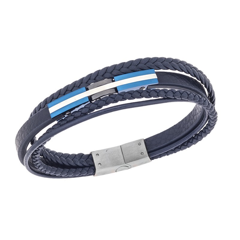 Βραχιόλι τριπλό Senza Men`s Steel