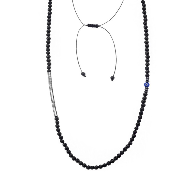 Κολιέ-Ροζάριο Unisex Senza Hematite  και  Lava Stones SSD5187