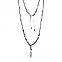 Κολιέ-Ροζάριο Unisex Senza Hematite  και  Aventurine Stones with Steel SSD5190-3