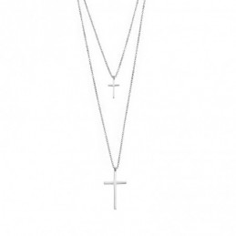 Κολιέ Μακρύ Διπλό Σταυρός SΕΝΖΑ Silver Stainless Steel SSD4350SR