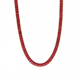 Κολιέ Γυναικείο SENZA με Κόκκινες Πέτρες από Επιχρυσωμένο Ατσάλι SSD4598GRD