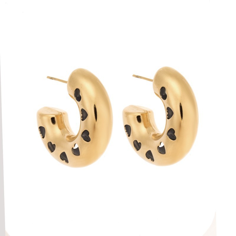 Σκουλαρίκια Γυναικεία SENZA κρίκοι με καρδιές από επιχρυσωμένο Ατσάλι SSD5306GD